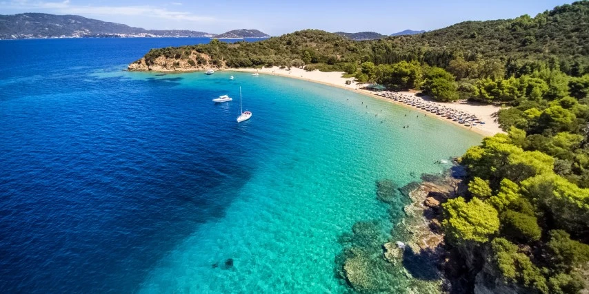 Tsougrias beach at skiathos island