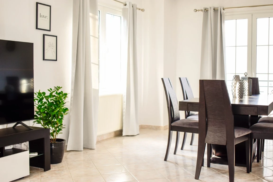 Bright living room in Athos Apartment Skiathos