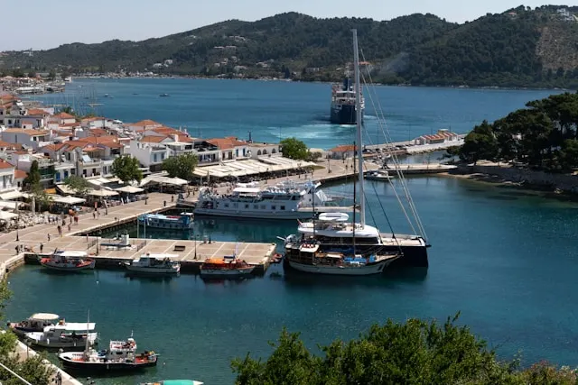 Skiathos Old port scene near athos apartments
